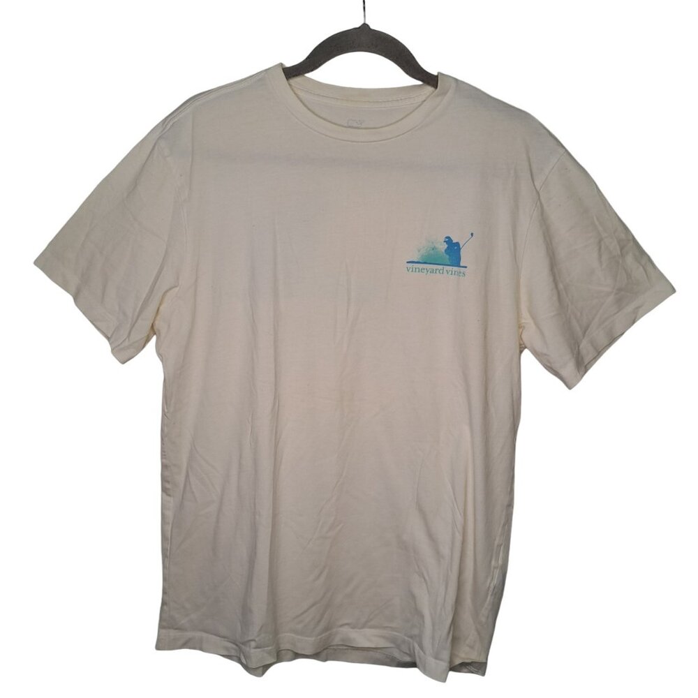 Vineyard Vines White Blue Golf Graphic Short Sleeved Tee Size Small